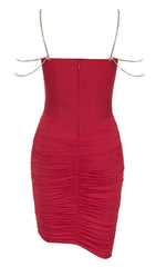 Rhinestone Strappy Corset Mini Dress In Burgundy