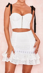 Ruffle Two Piece Set In White