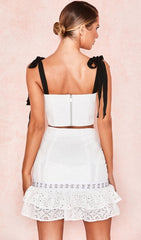 Ruffle Two Piece Set In White