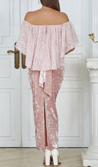 Ruffled Bandeau Satin Maxi Dress In Pink