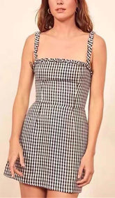 Ruffled Sleeveless Mini Dress In Gingham