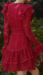 Ruffled Tiered Mini Dress In Red