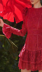 Ruffled Tiered Mini Dress In Red