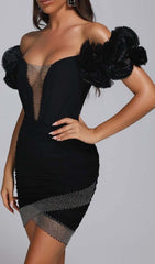 RuffleS Bandage Mini Dress In Black