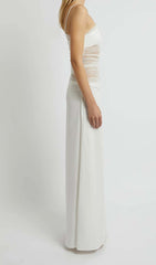 Strappy Mesh Maxi Dress In White