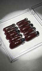 Crystal Wine Coffin Handmade Press ON Nails
