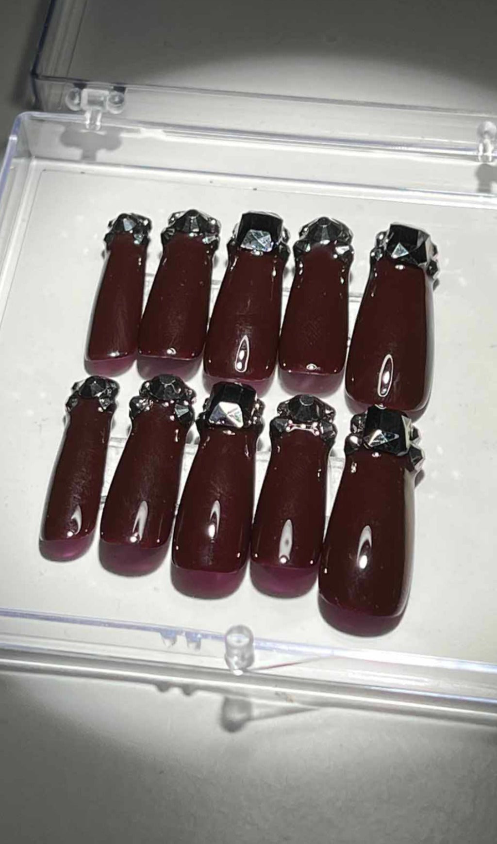 Crystal Wine Coffin Handmade Press ON Nails
