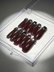 Crystal Wine Coffin Handmade Press ON Nails