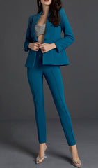 Rhinestone Blazer Set In Blue
