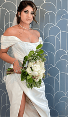 Satin Corset Midi Dress In White