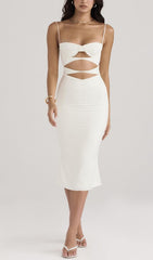 Satin Cutout Corset Dress In White