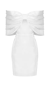 Satin Bow Off Shoulder Mini Dress