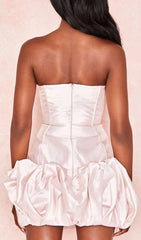 Satin Strapless Mini Dress In Pink
