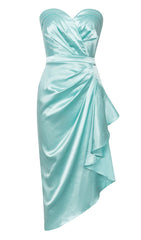Satin Sleeveless Midi Dress In Mint Green