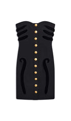 Sculpture Button Mini Dress In Black
