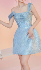 Sequin Corset Mini Dress In Sky Blue