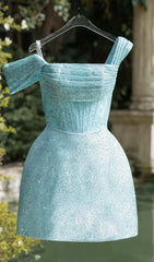 Sequin Corset Mini Dress In Sky Blue