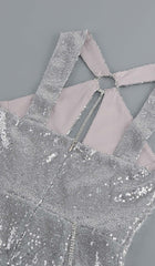 Sequin Cutout High Low Dress In Sliver