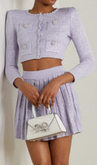 Sequin Pleated Two Piece Set In Lilac