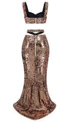 Sequin Cleopatra Two Piece Suit In Metallic