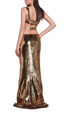 Sequin Cleopatra Two Piece Suit In Metallic