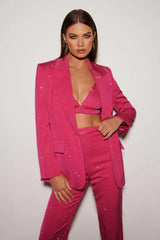 Sequin Jacket Suit In Hyper Pink