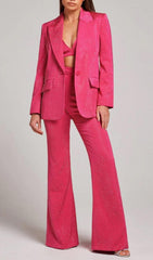 Sequin Jacket Suit In Hyper Pink