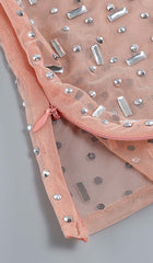 Sequin Rhinestone Mesh Top In LEAVES