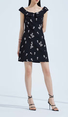 Sleeveless Embroidered Mini Dress In Black