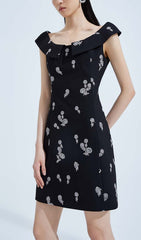 Sleeveless Embroidered Mini Dress In Black