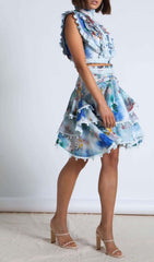 Sleeveless Print PATTeR Two Piece Set In Blue