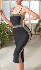 Sleeveless Strap Bandage Midi Dress In Black