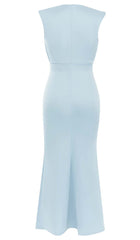 Sleeveless Thigh Slit Dress In Light Blue