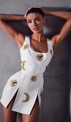 SlipT LeaTher Mini Dress In White