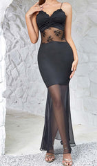 Spaghetti Lace Slip Dress In Black
