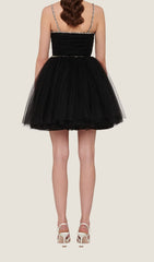 Spaghetti Straps SquAre Neckline Mini Dress In Black