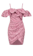 Strap Ruffle Ruched Mini Dress In Pink