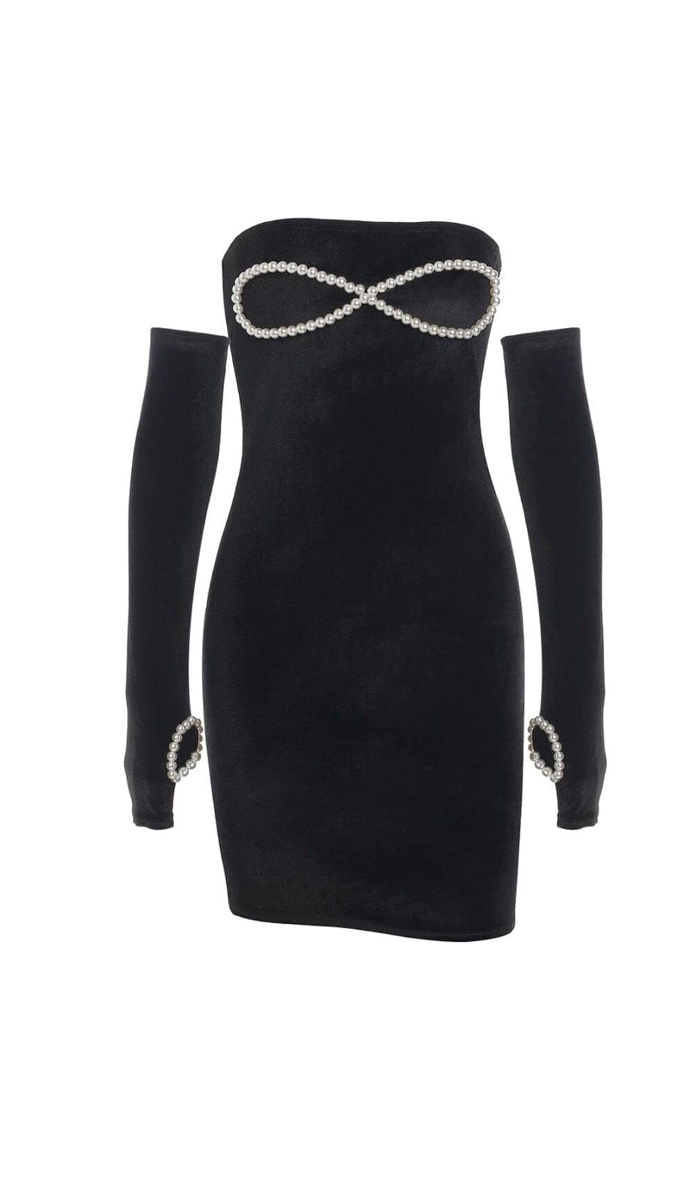 Strapless Bodycon Velvet Mini Dress In Black
