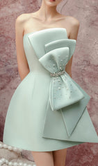 Strapless Bow Mini Dress