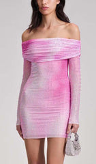 Strapless Crystal-EmbelliShed Mini Dress In Pink