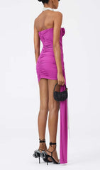 Strapless Ruched Mini Dress In Purple