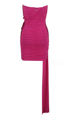 Strapless Ruched Mini Dress In Purple