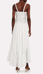 Strappy Lace Midi Dress In White