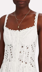 Strappy Lace Midi Dress In White