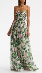 Floral HalterNeck Maxi Dress In Green
