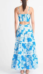 Strappy Floral FLowY Sundress In Blue