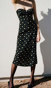 Strappy Floral Print Midi Dress In Black