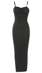 Strappy Mesh Midi Dress In Black