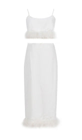 Spaghetti FeaTher Trimmed Skirt Set