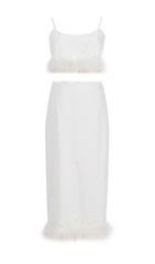 Spaghetti FeaTher Trimmed Skirt Set